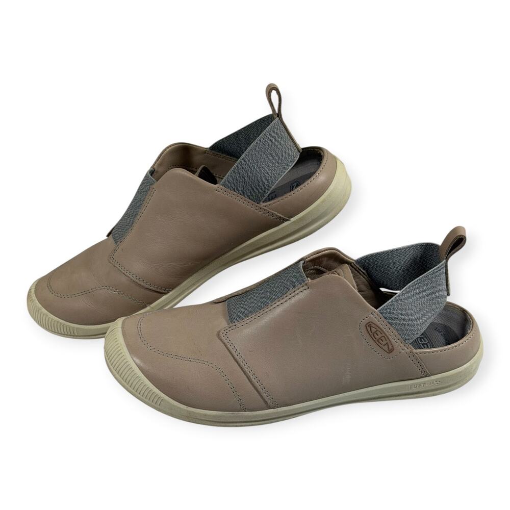 KEEN Lorelai II Slip On Slingback Casual Mule, Taupe/Gray, Leather, Women's 7